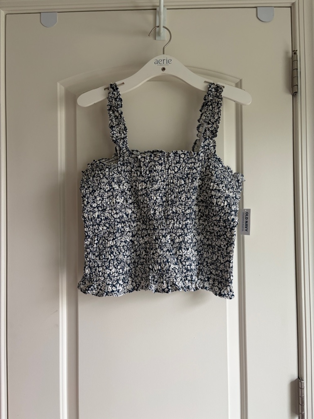 Old Navy Navy & White Floral Smocked Cami